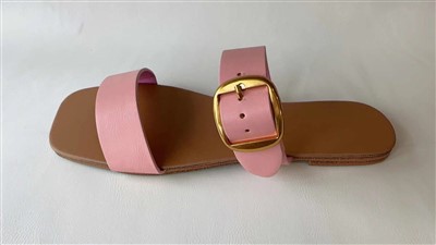 Sandàlies de sivella rodona de metall de moda rosa